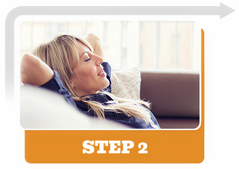 Woman relaxing on her couch